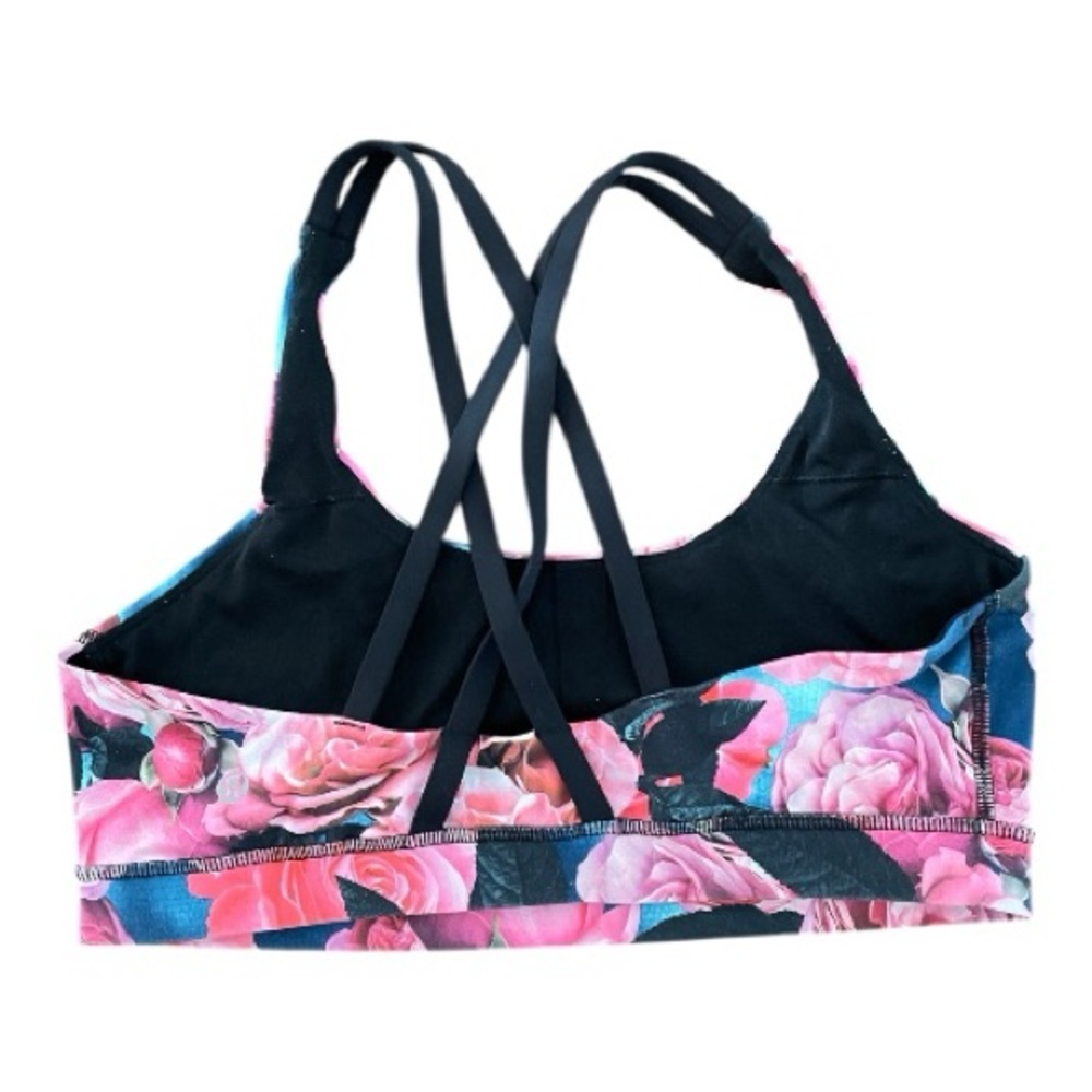 #102, Lululemon floral energy bra with crossed back straps, size 10 - Picture 2 of 4